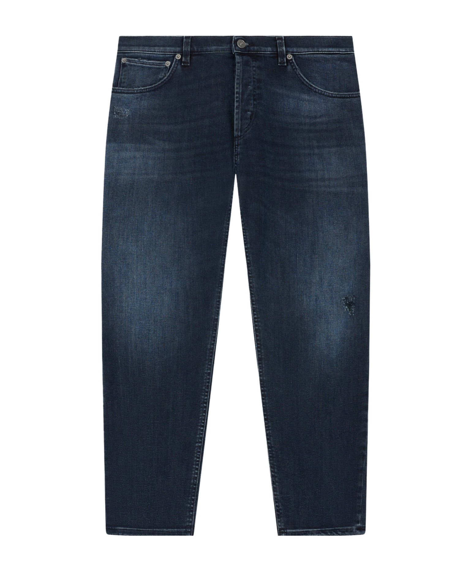 Dondup Distressed Dark Denim Trousers With Raw Edge Finish In Blue