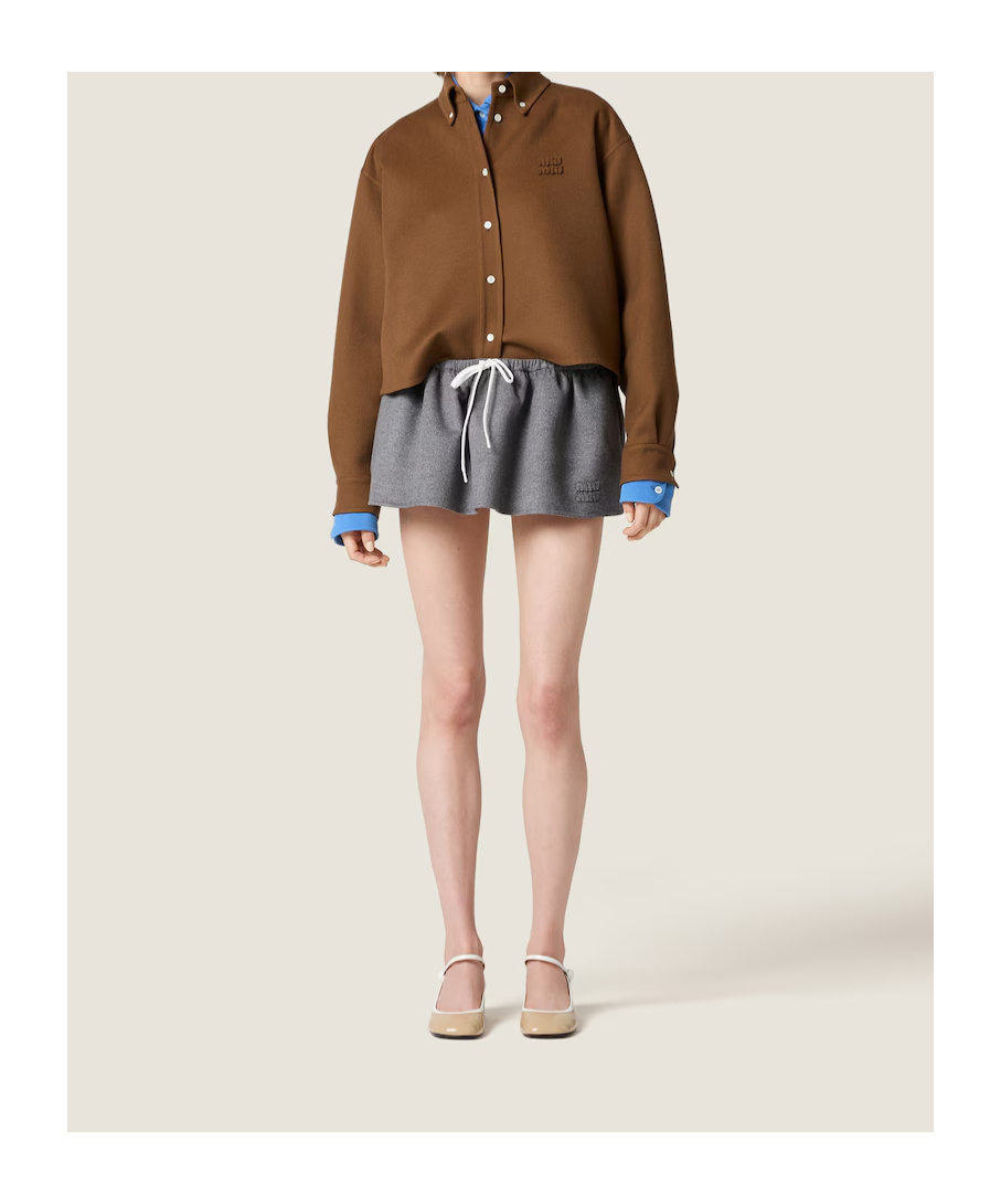 Miu Miu Double Cashmere Miniskirt In Gray