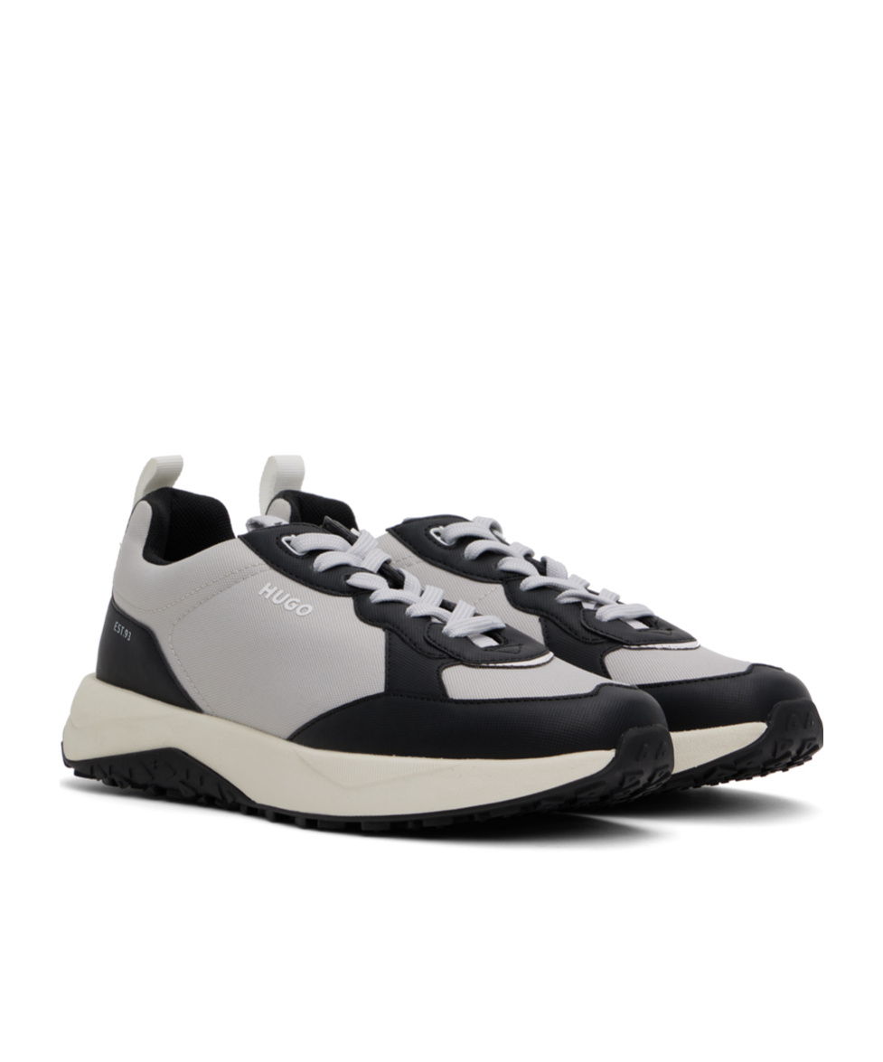 Hugo Boss Gray Mixed-material Sneakers In Gray