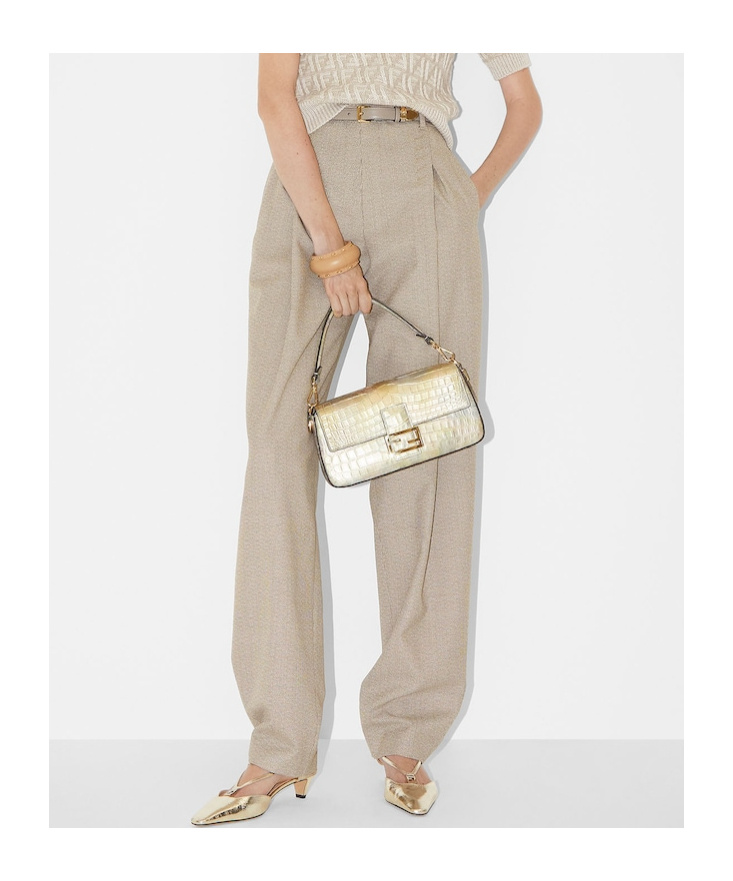 Fendi Wool-blend Cropped Trousers In Nude