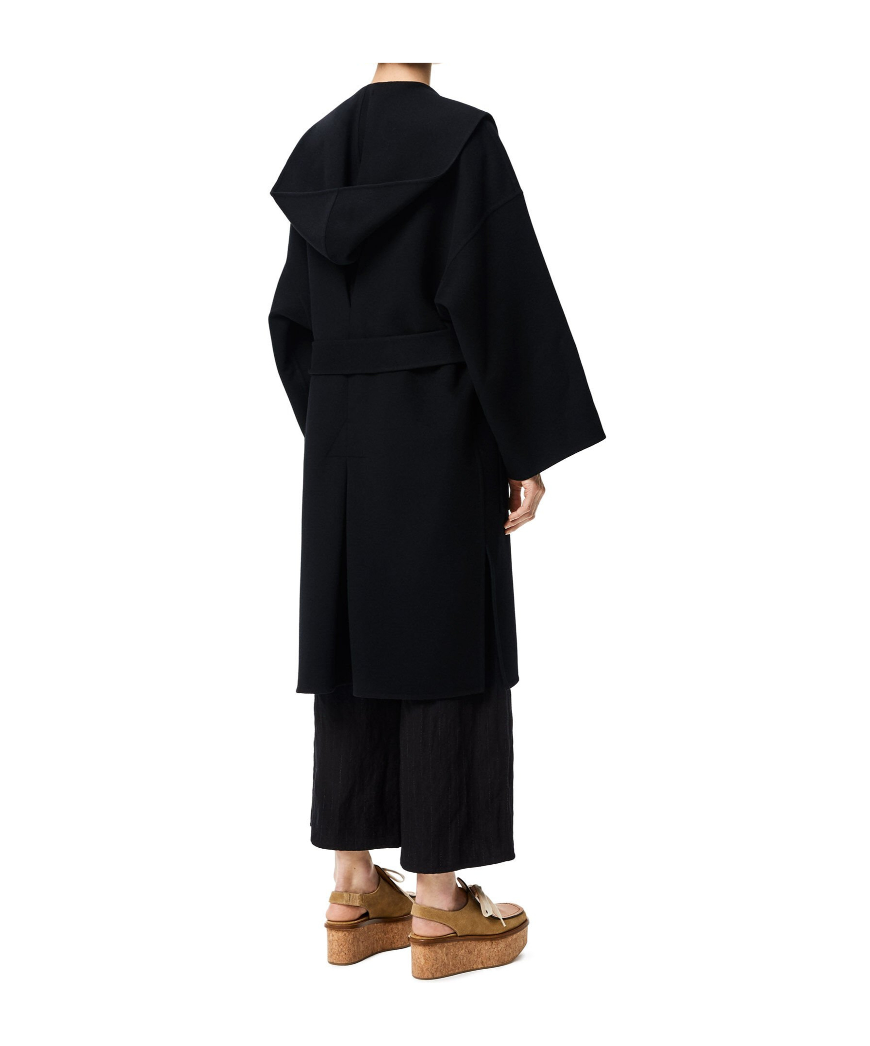 Loewe Micro-label Wool Coat In Black