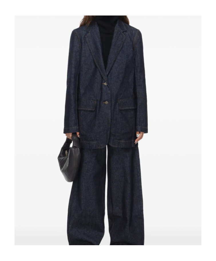Uma Wang Button-fastening Denim Blazer In Gray