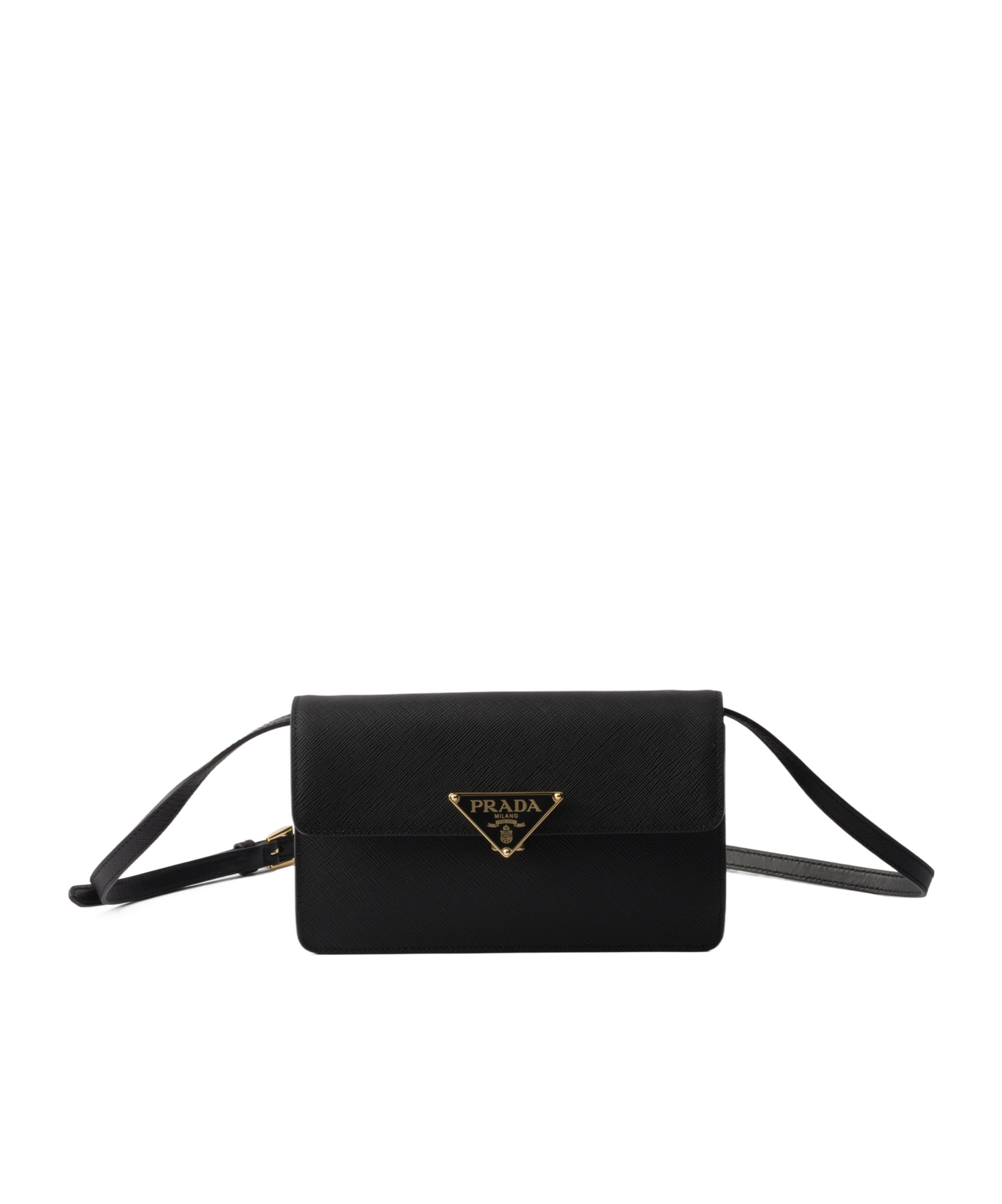 Prada Mini Saffiano Leather Shoulder Bag In Black