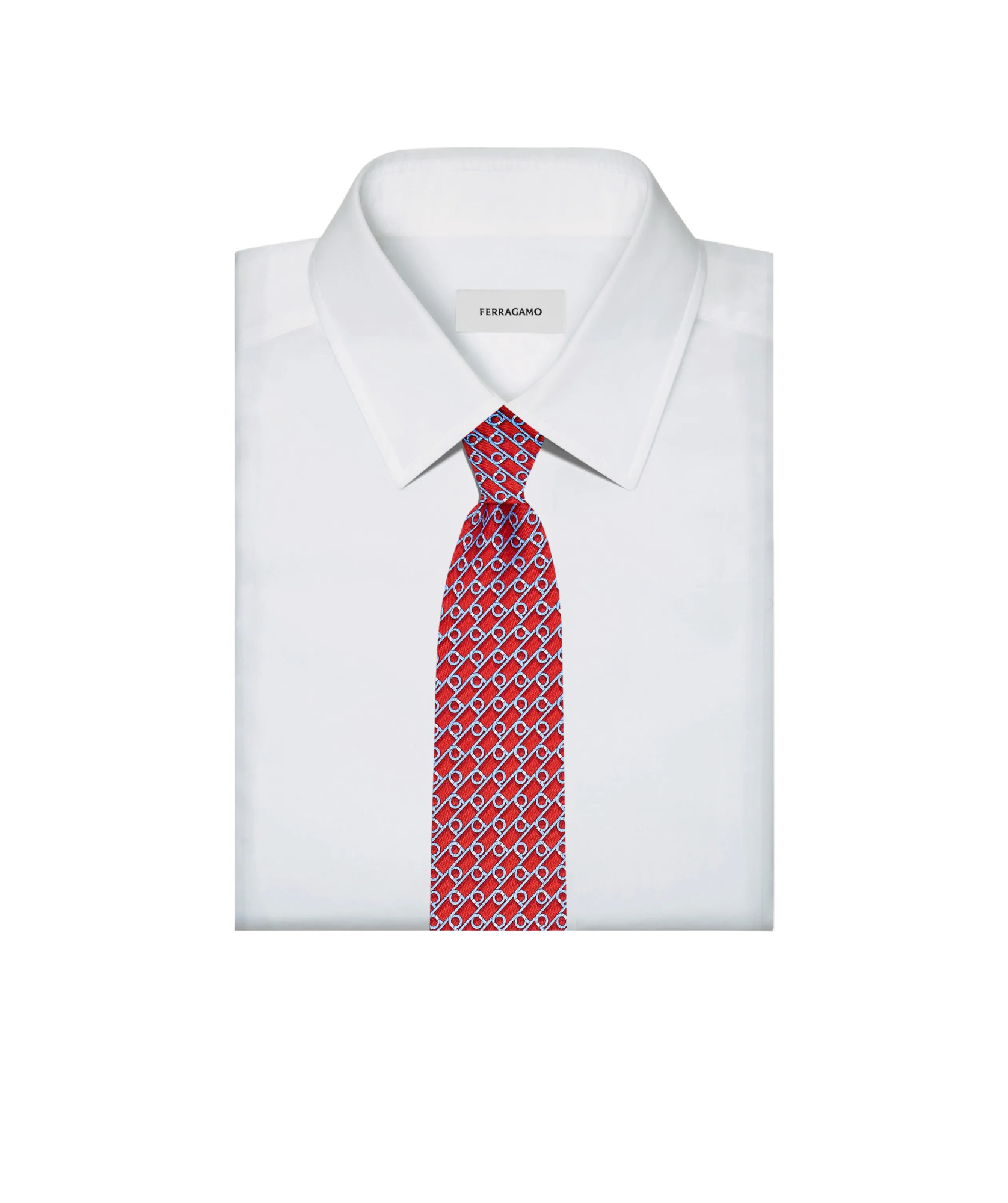 Ferragamo Gancini Printed Tie In Red