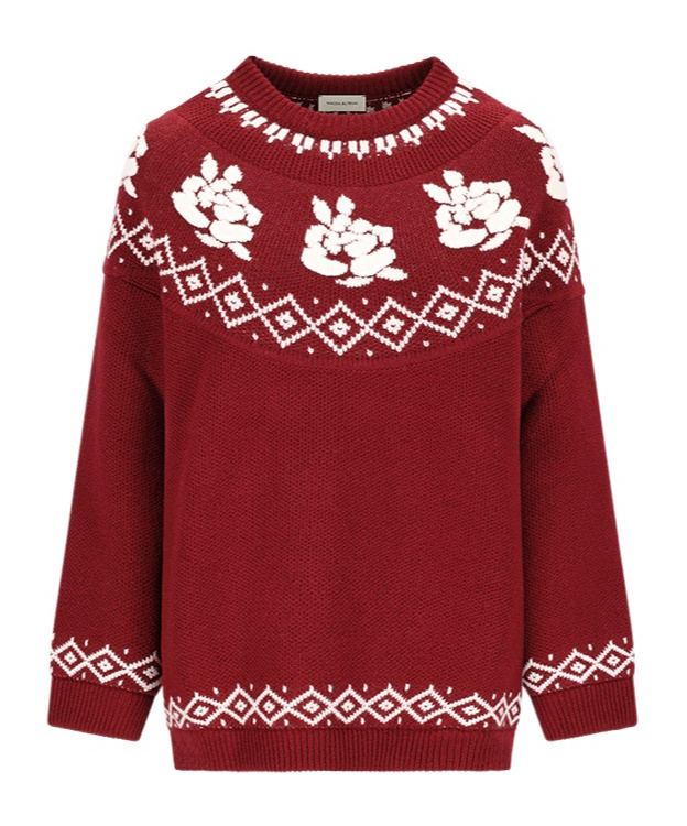 Magda Butrym Floral-pattern Sweater In Burgundy