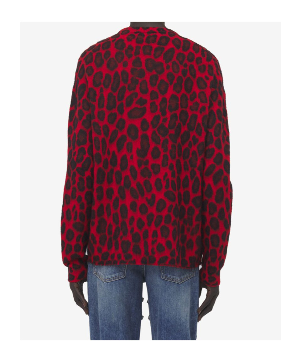 Alexander Mcqueen Wool-blend Leopard Print Sweater In Red
