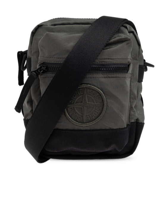 STONE ISLAND LOGO-EMBROIDERED MESSENGER BAG