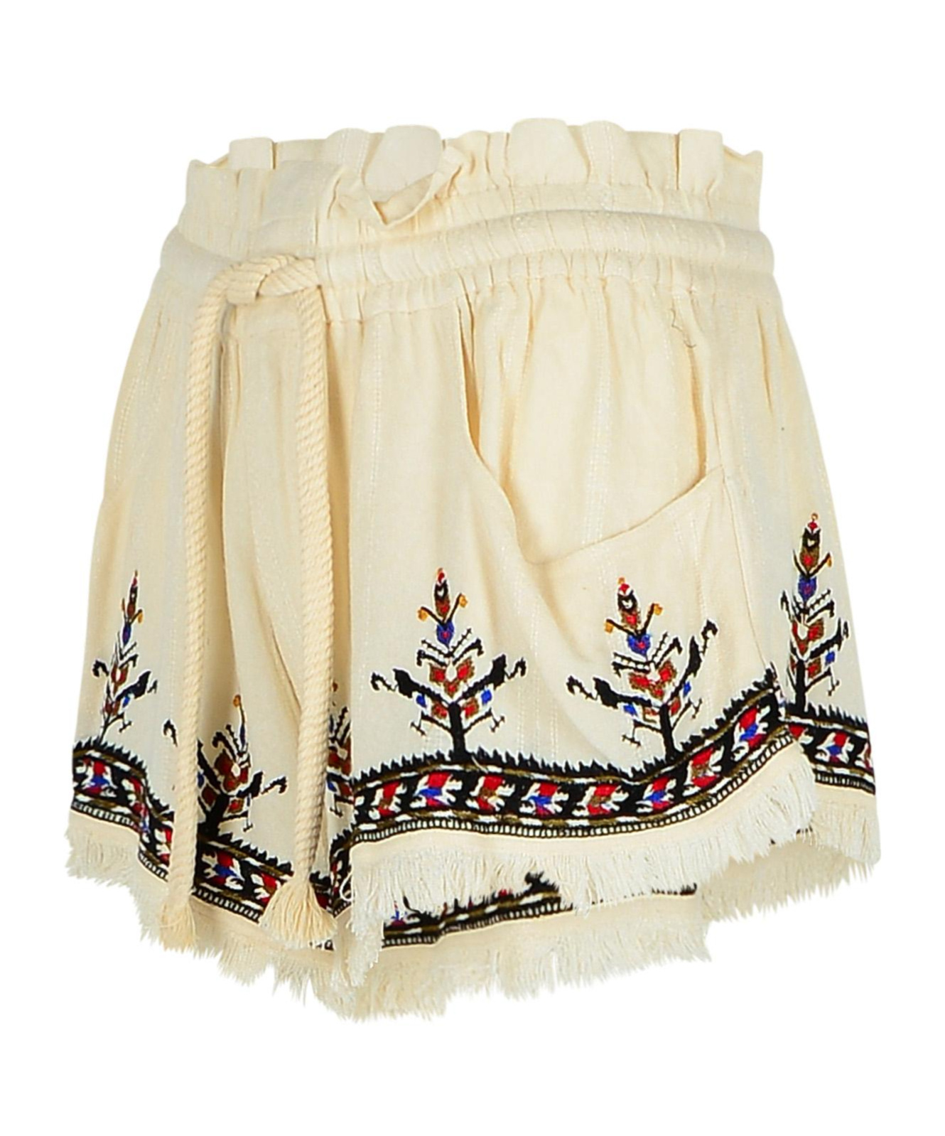 Isabel Marant Étoile Viscose Shorts Embroidered Design In Nude