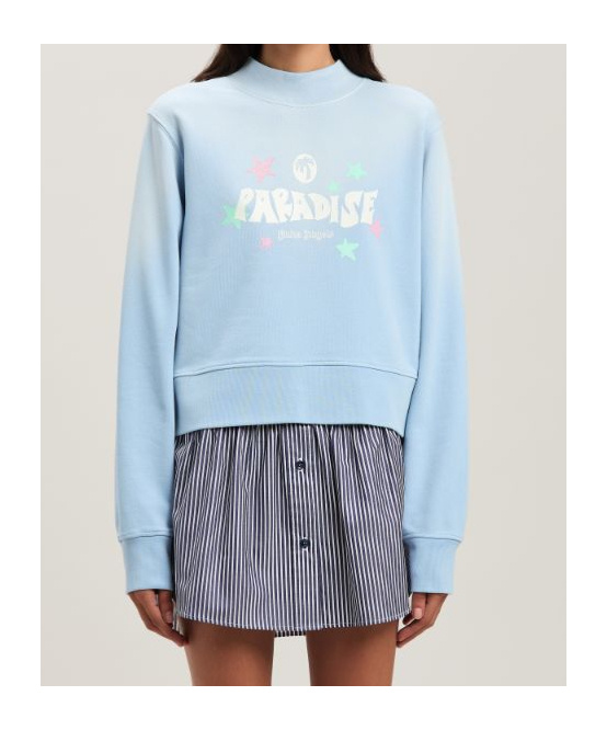 Palm Angels Paradise Fitted Crewneck Sweatshirt In Blue