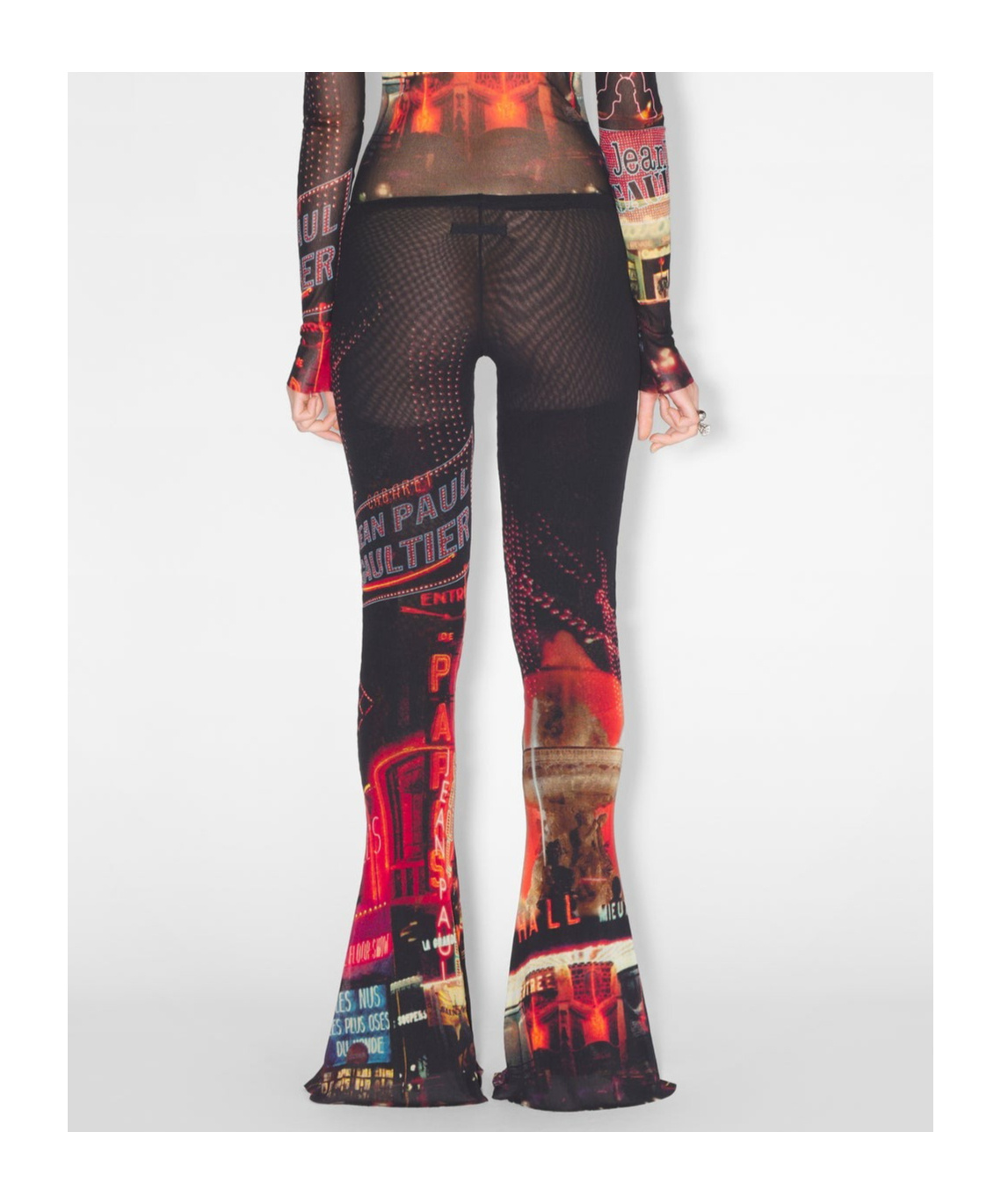 Jean Paul Gaultier Red Pigalle Mid-rise Flared Trousers In Black