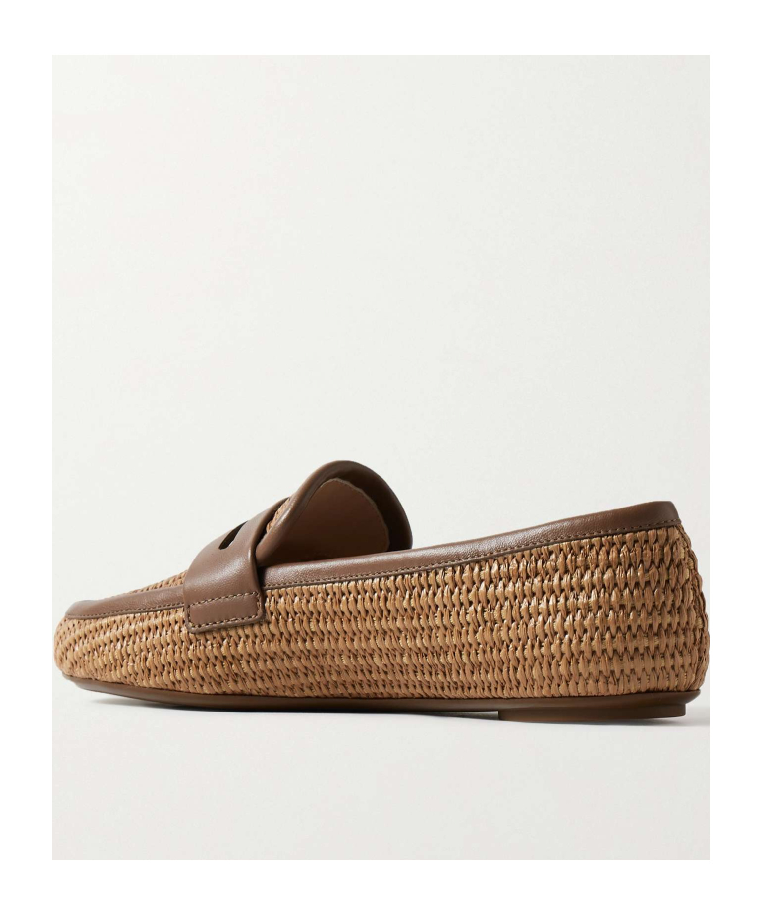Gianvito Rossi Marbella Leather-trimmed Raffia Loafers In Brown