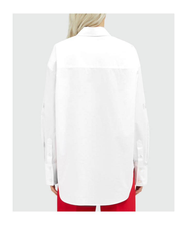 Msgm Crystal-embellished Button-up Shirt In White