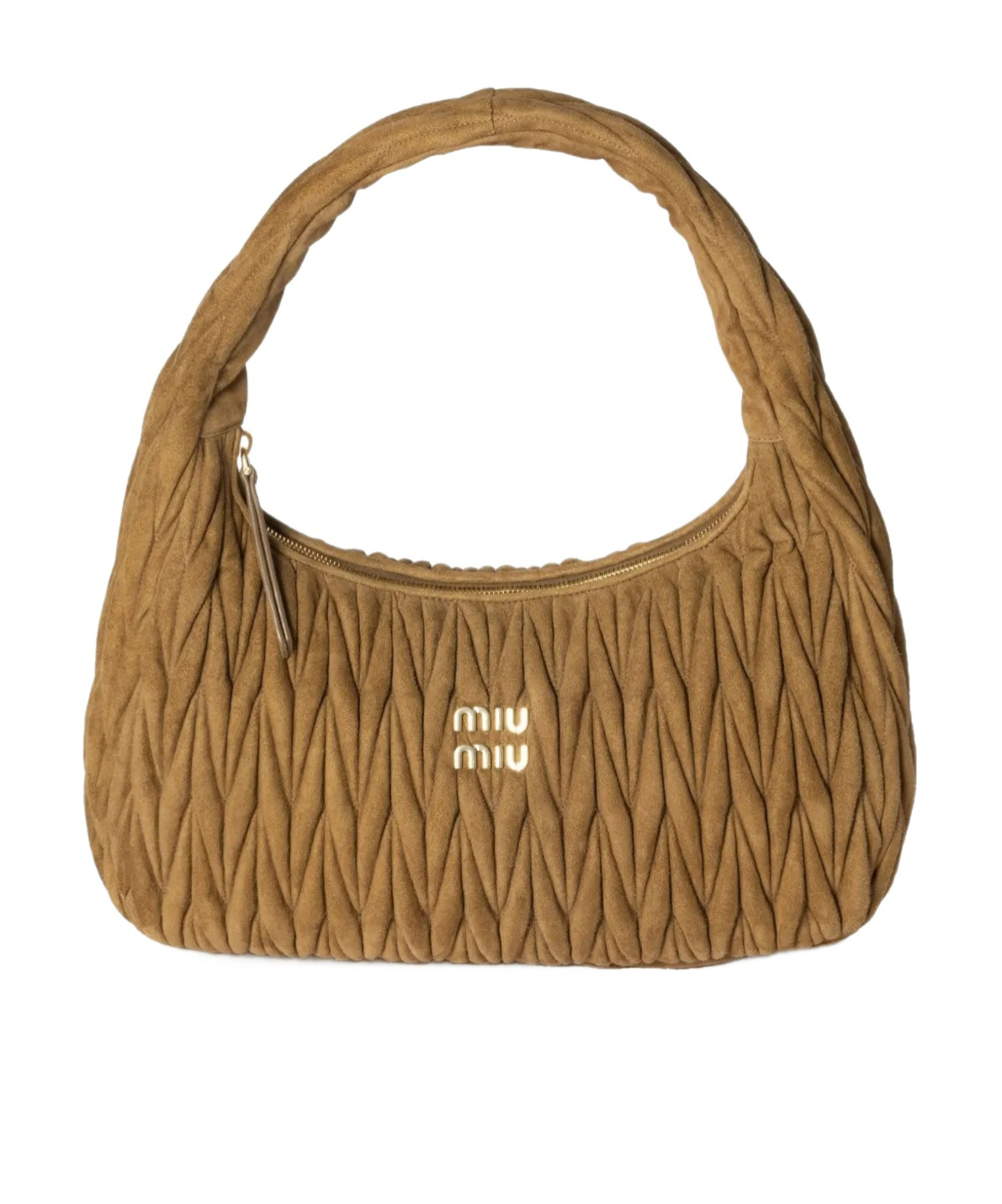 Miu Miu Wander Extra-large Matelassé Suede Bag In Olive Green
