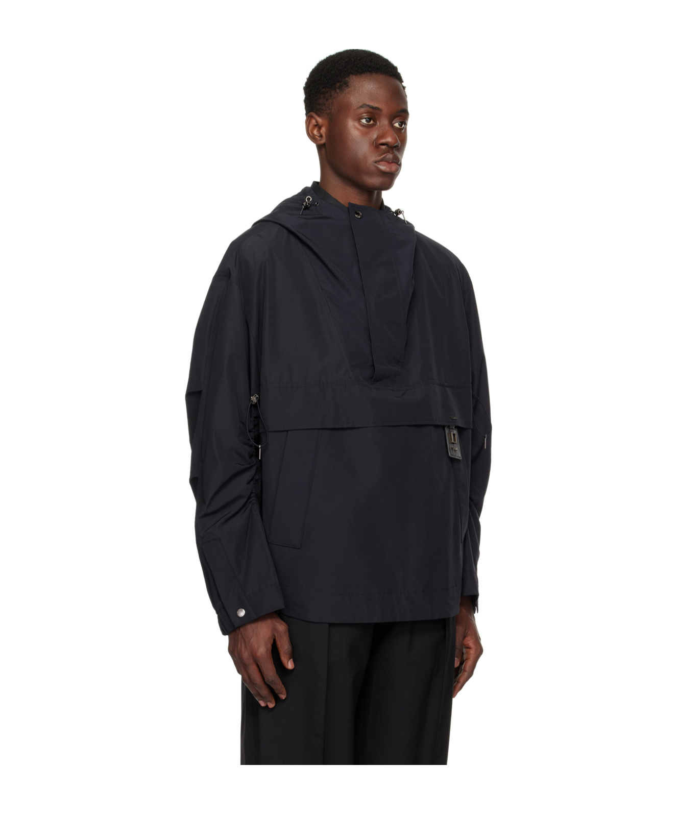 Wooyoungmi Semi-zipper Hooded Casual Jacket In Black
