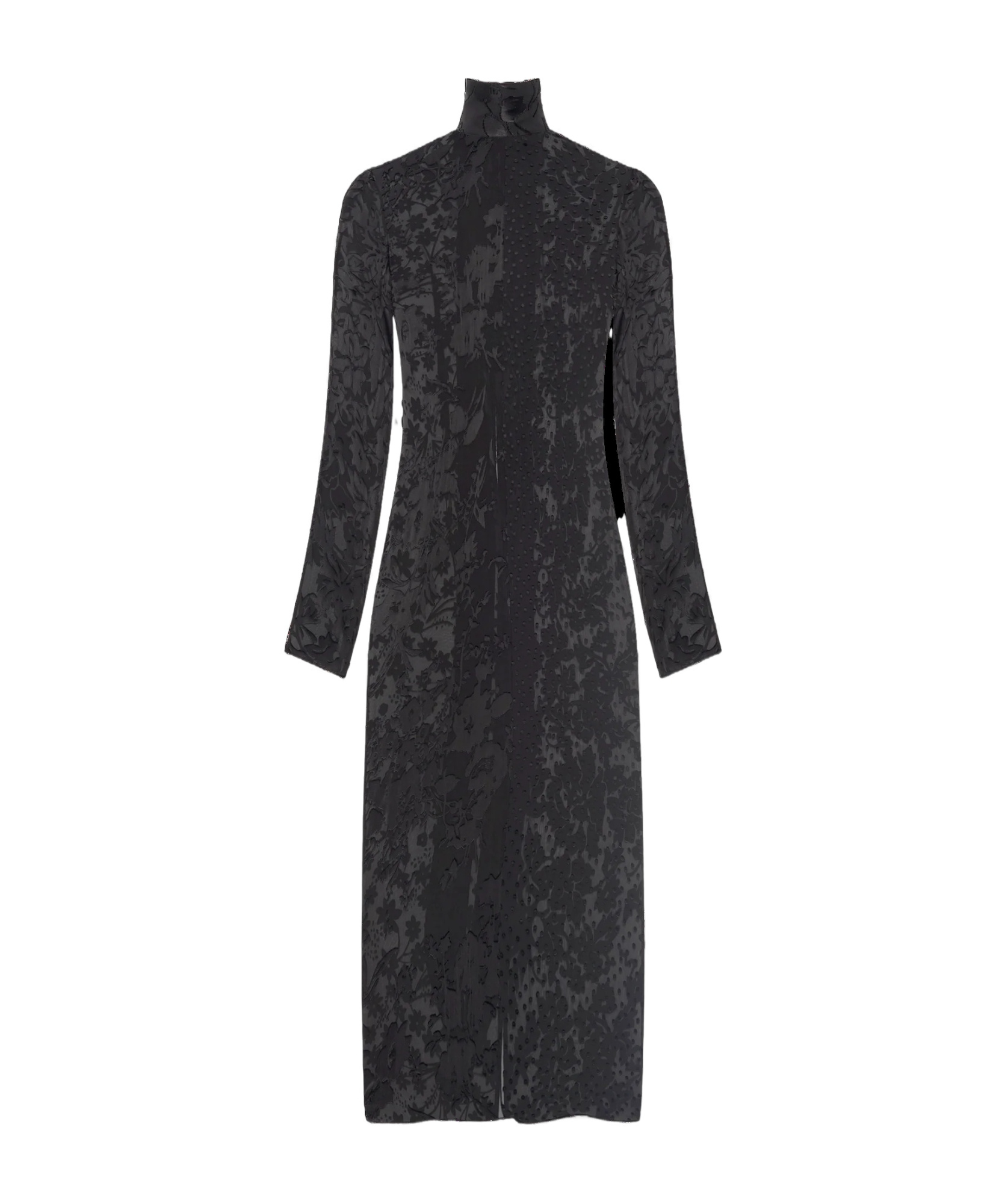 Marine Serre Long-sleeved High-necked Long Dress In Black