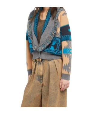 Alanui Icon Jacquard Fringe Bomber Jacket In Multi