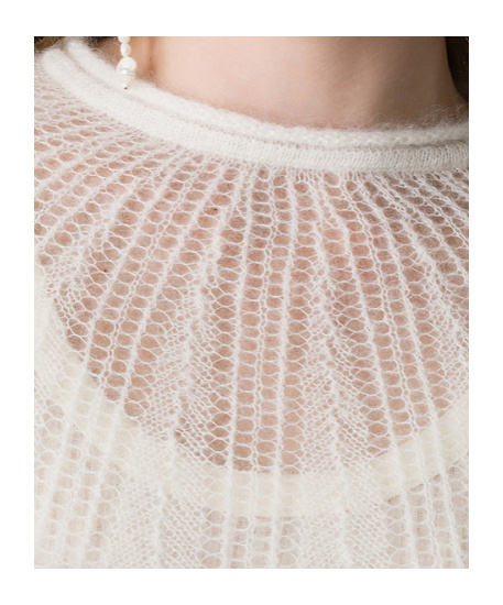 Forte Forte Pointellestitch Knit In Brushed Mohair In White