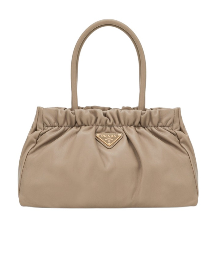 Prada Double Handle Shoulder Bag In Neutral