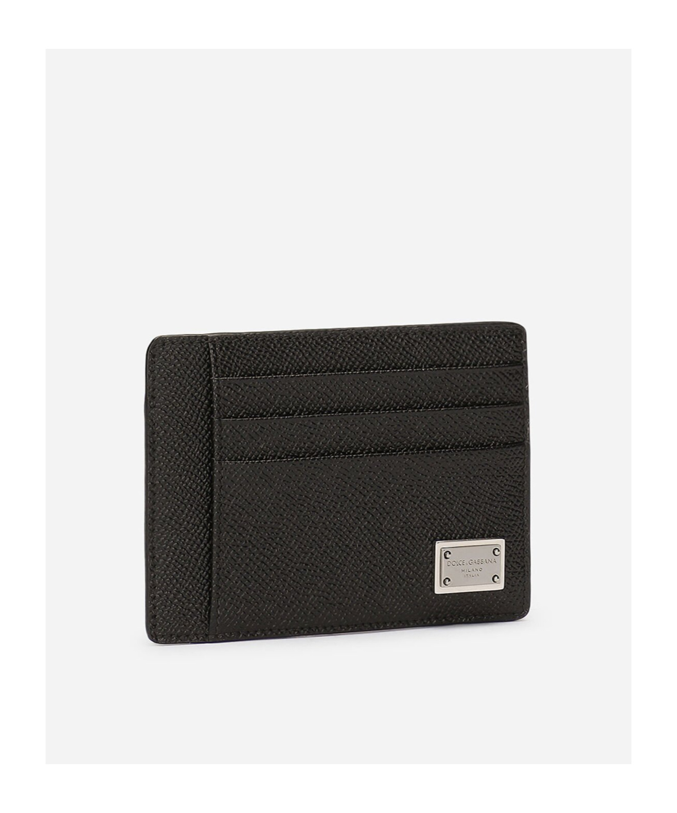 Dolce & Gabbana Dauphine Leather Card Holder In Black
