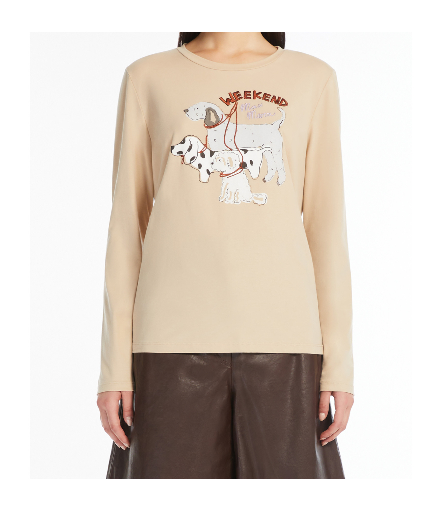 Weekend Max Mara Long-sleeved T-shirt In Nude