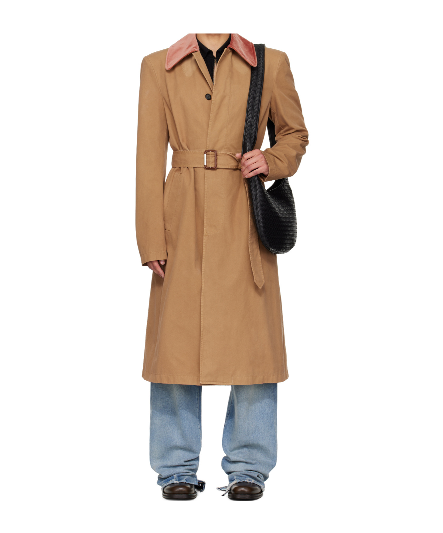 Alexander Mcqueen Stacked Shoulder Raincoat In Brown