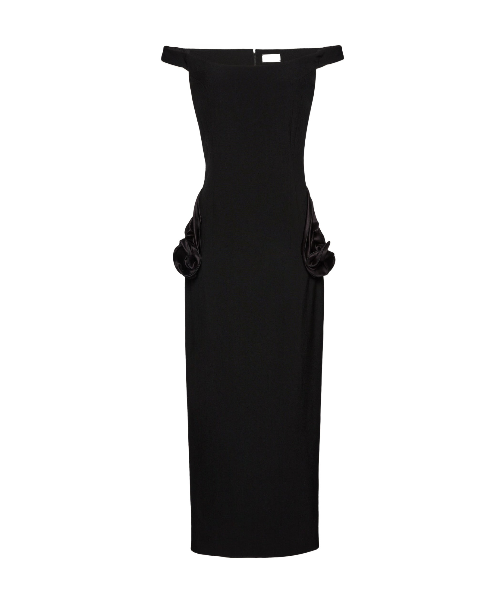 Magda Butrym Floral Side Cut Out Midi Dress In Black In Black