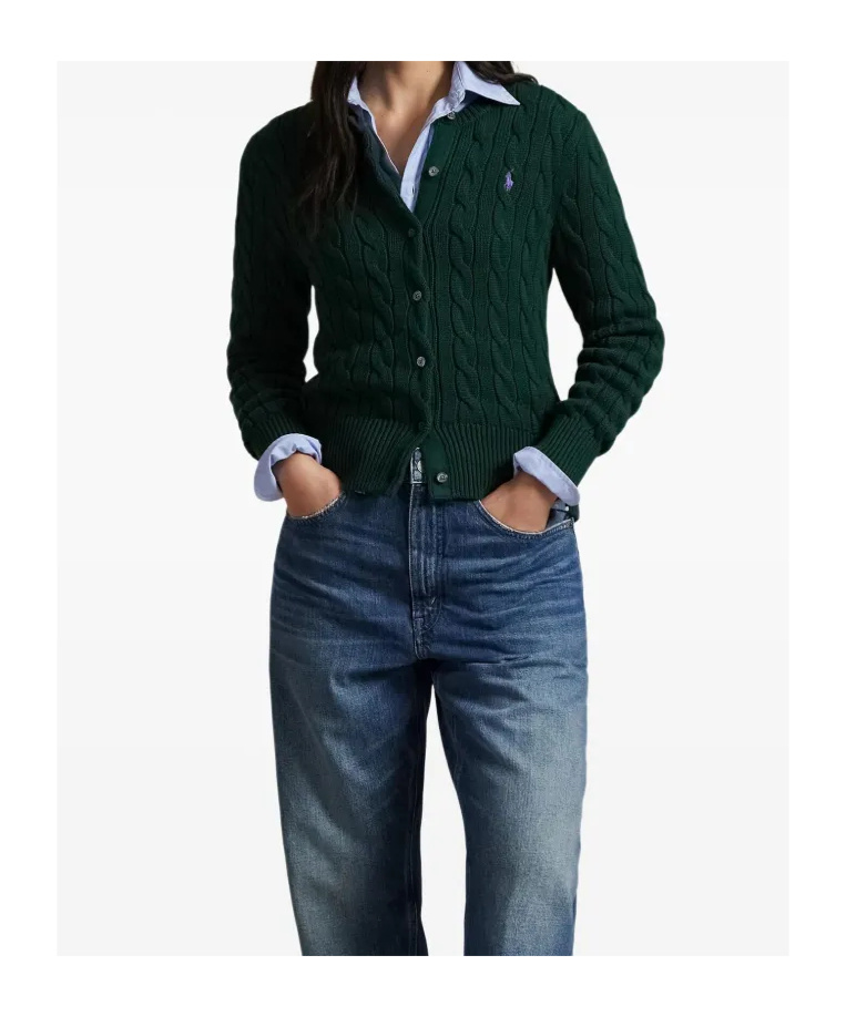 Polo Ralph Lauren Cable-knit Cardigan In Green