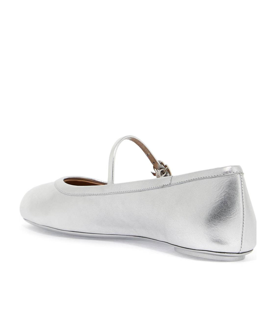 Gianvito Rossi Carla Metallic Leather Mary Jane Flats In White