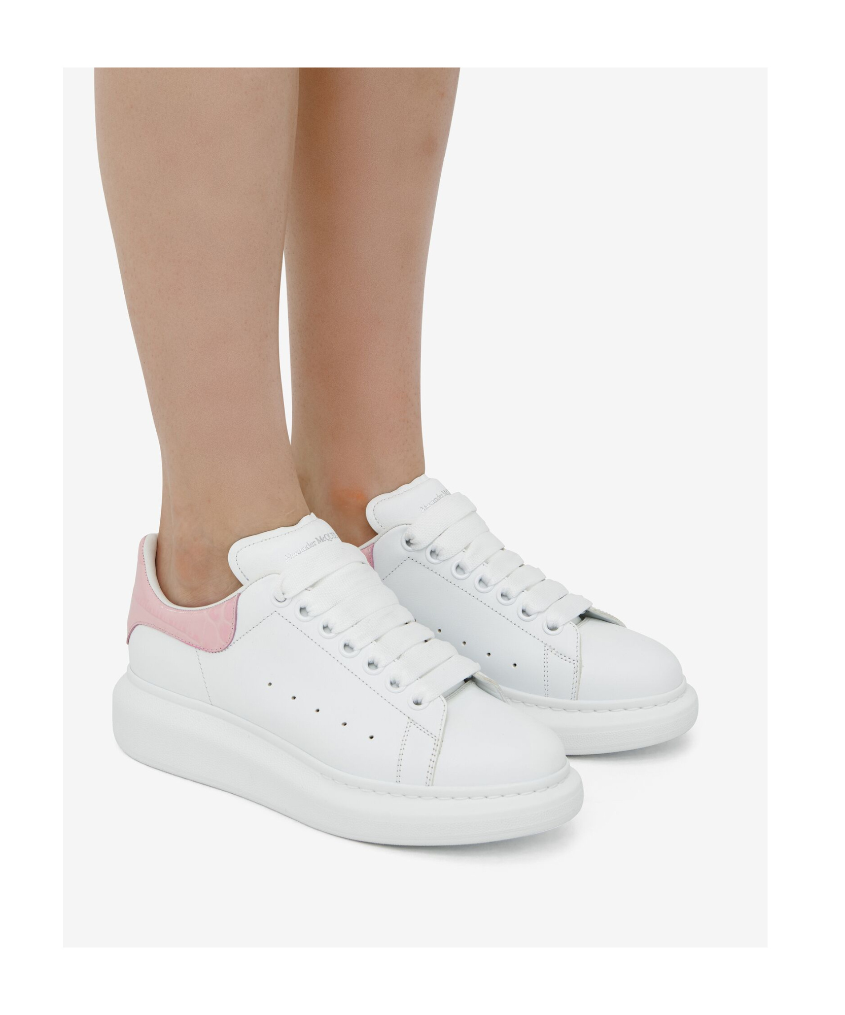 Alexander Mcqueen Oversized Snakeskin-embossed Leather Sneakers In White
