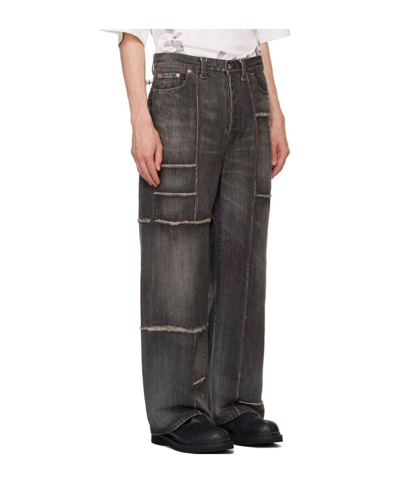 Doublet Frankenstein Cutting Jeans In Black
