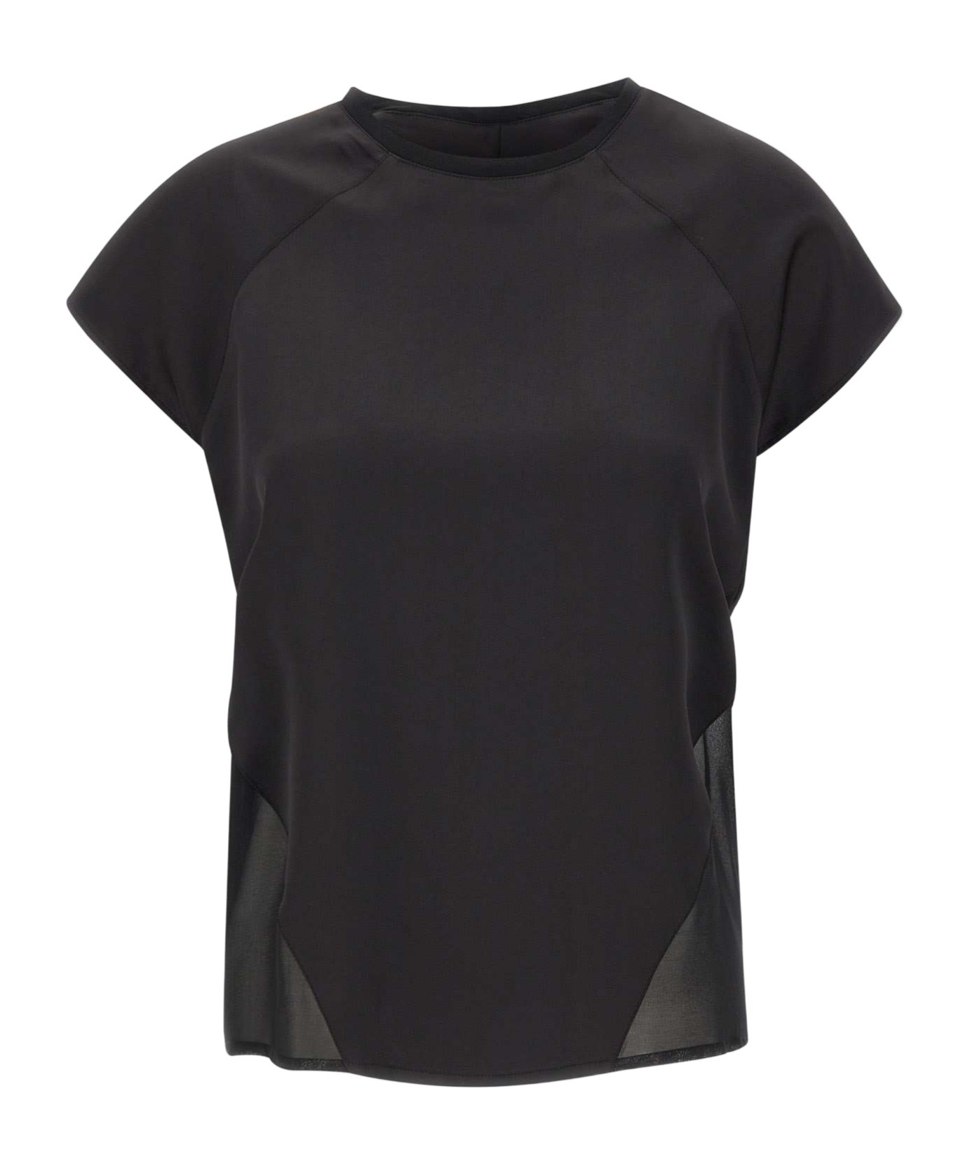 Liu •jo Satin Short-sleeve Top In Black
