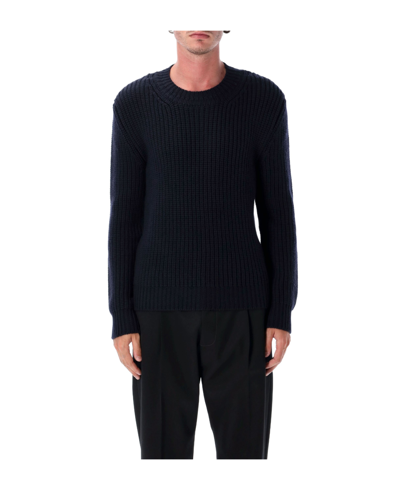Tom Ford Mens Light Grey Crewneck Knitted Wool Cashmere Blend Jumper In Gray