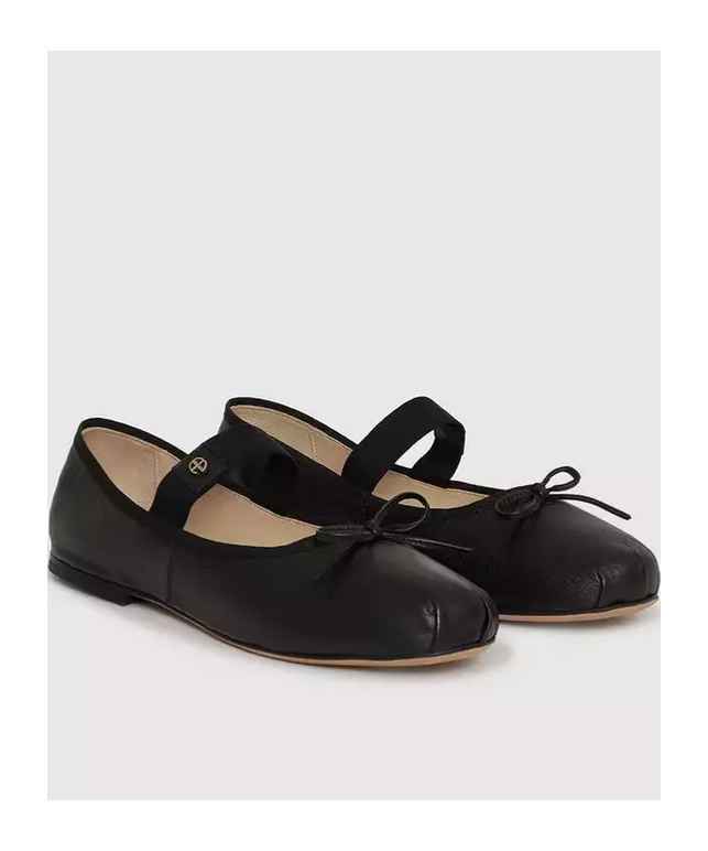 Shop Anine Bing Round Head Ballet Shoes In Black
