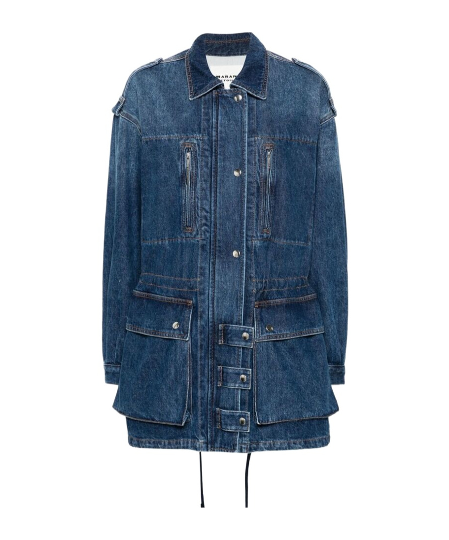 Isabel Marant Étoile Denim Coat Featuring Adjustable Waist In Blue