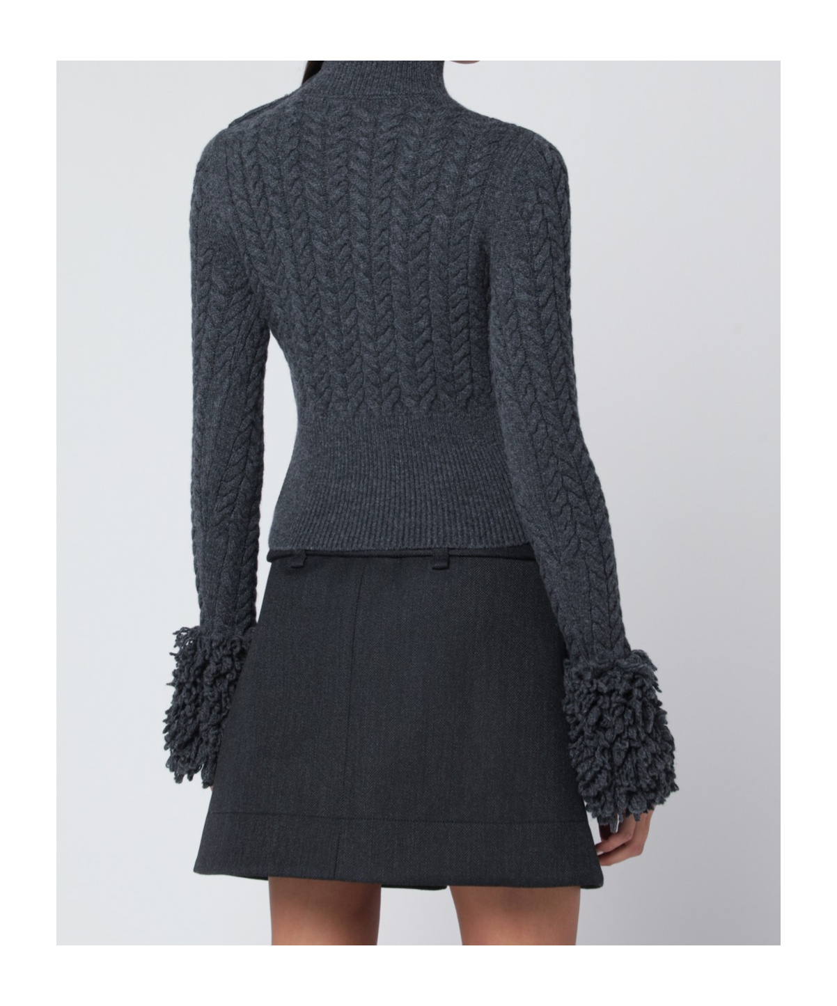 Patou Wool Cashmere Sweater Shoulder Button Detail In Black