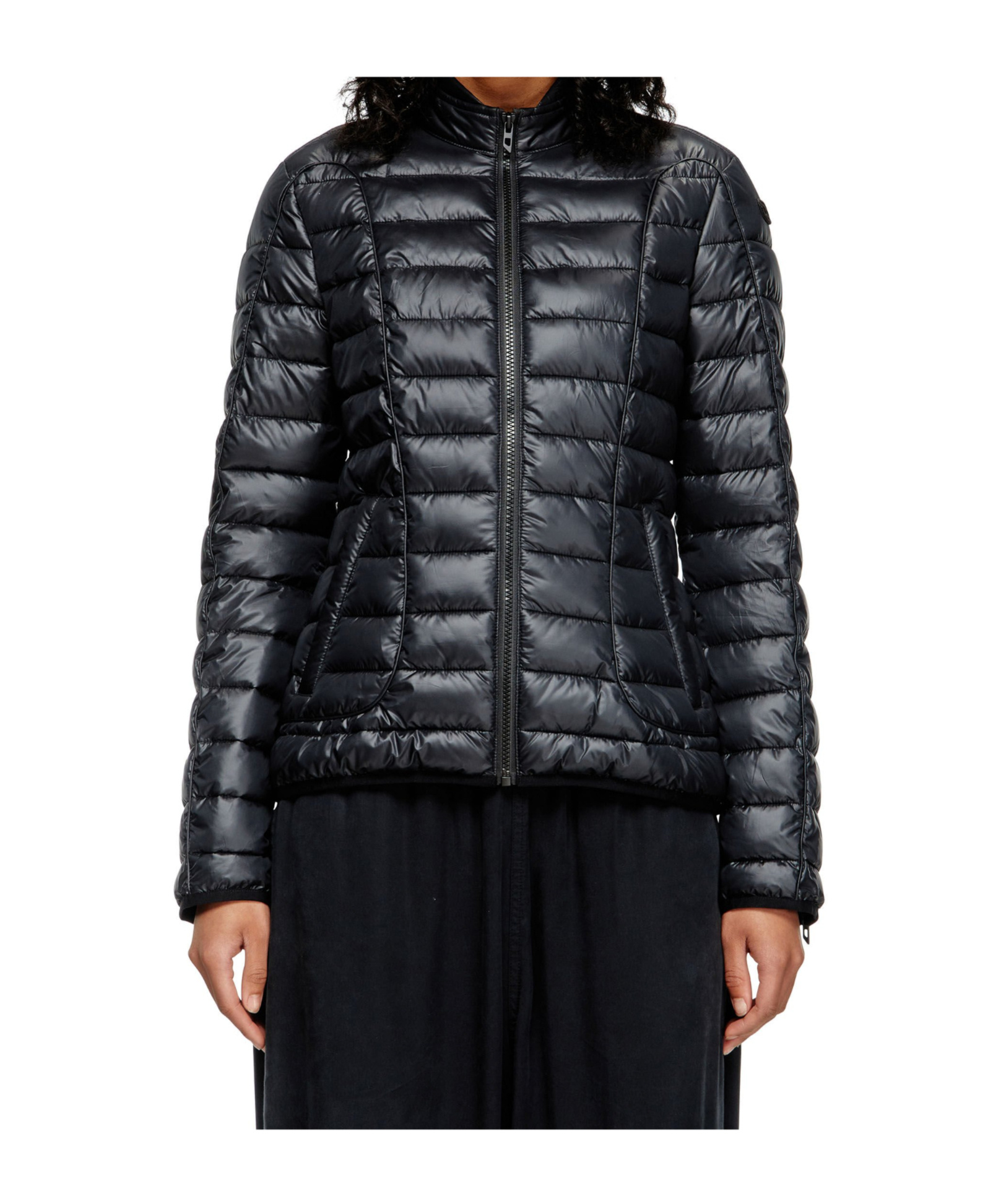 Diesel Puffer Jacket With Biker Details In Black