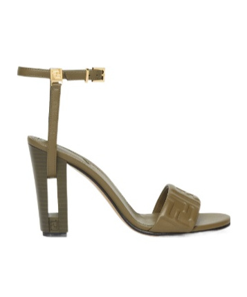Fendi Woman Sandals Military Green Size 6 Leather In Green
