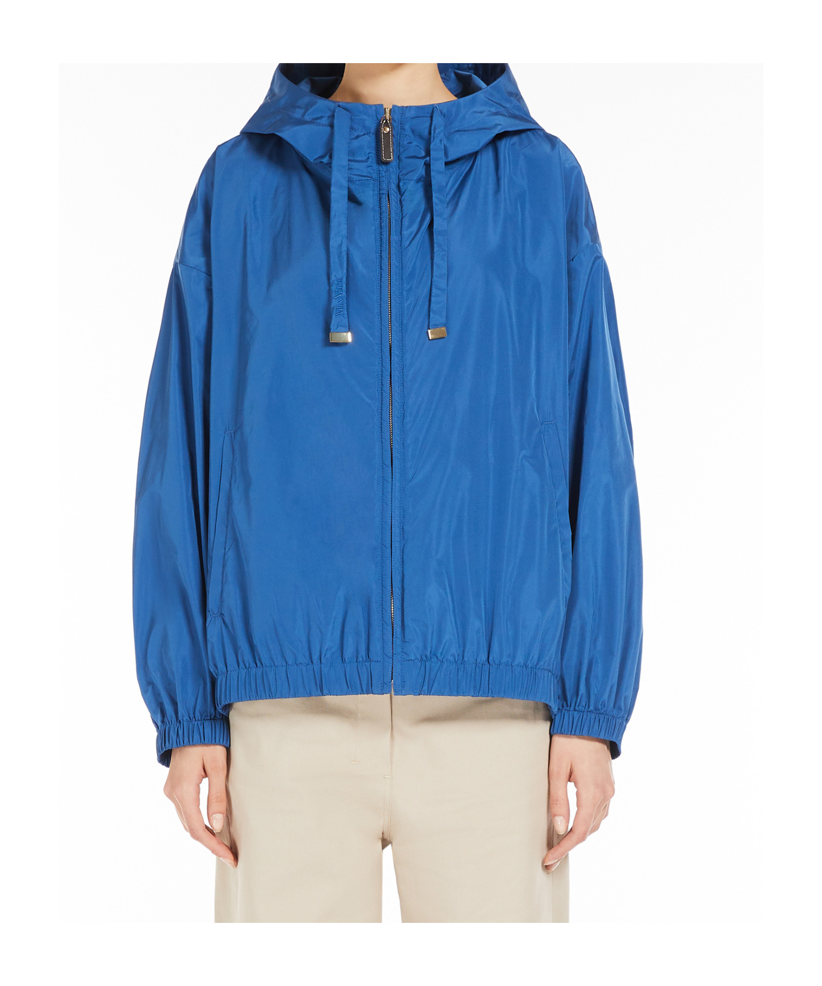 Max Mara Water-repellent Taffeta Parka In Light Blue