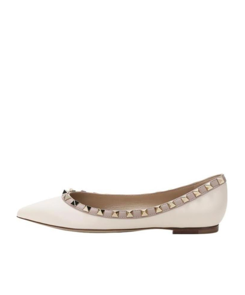 Valentino Rockstud Ballerinas In Nude
