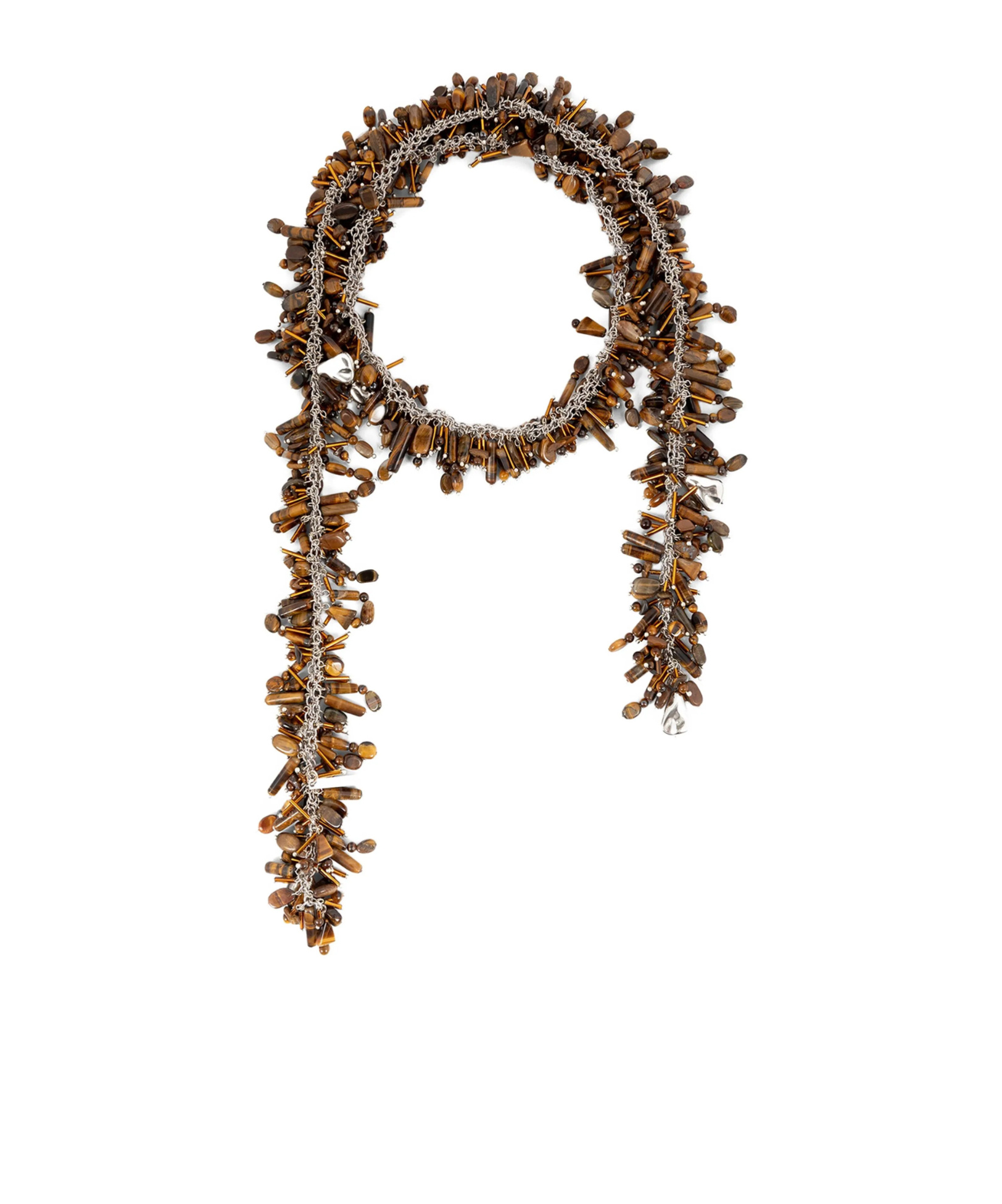 Dries Van Noten Adjustable Beaded Multi-strand Necklace In Brown