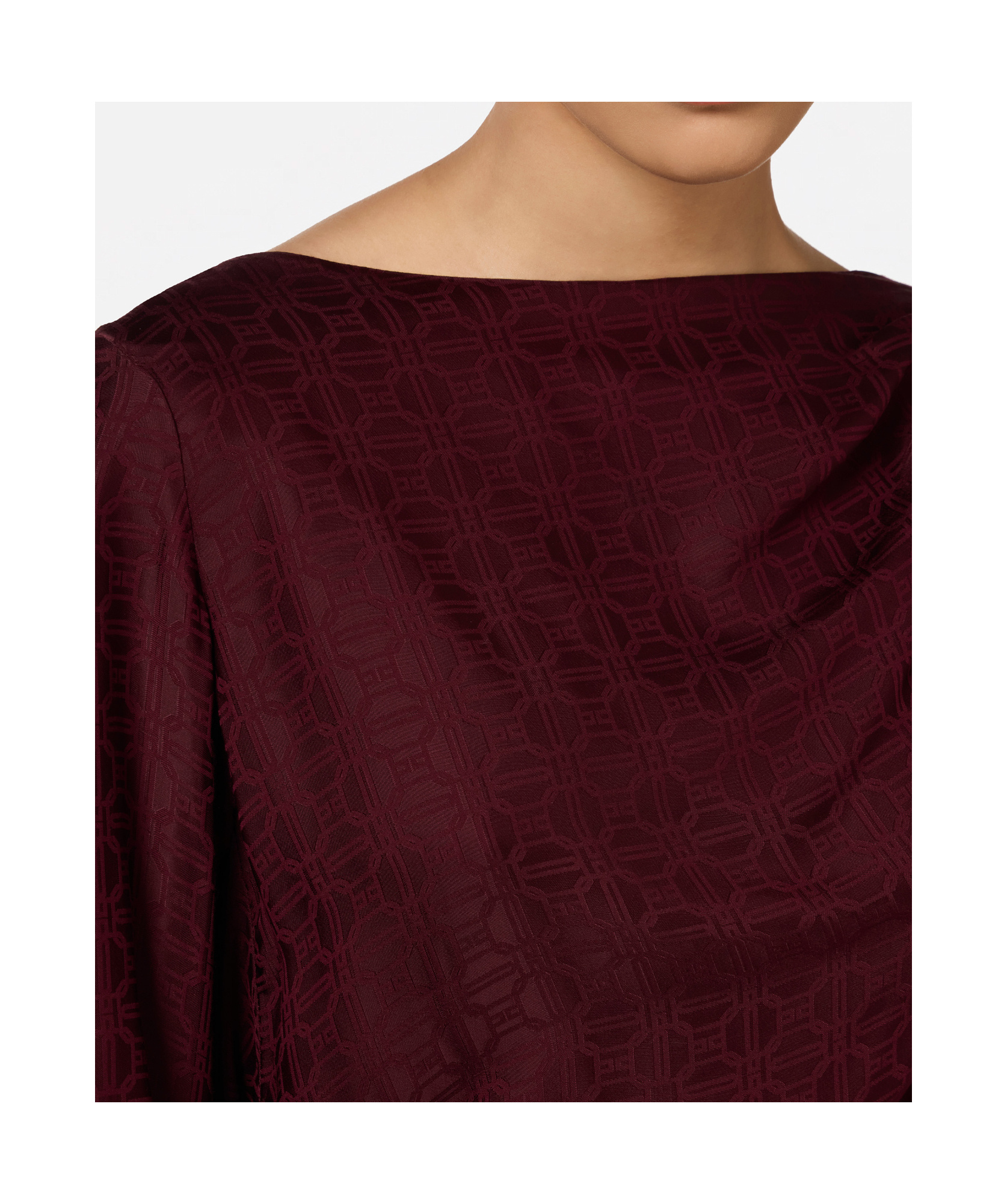 Elisabetta Franchi Jacquard Satin Bodysuit In Brown