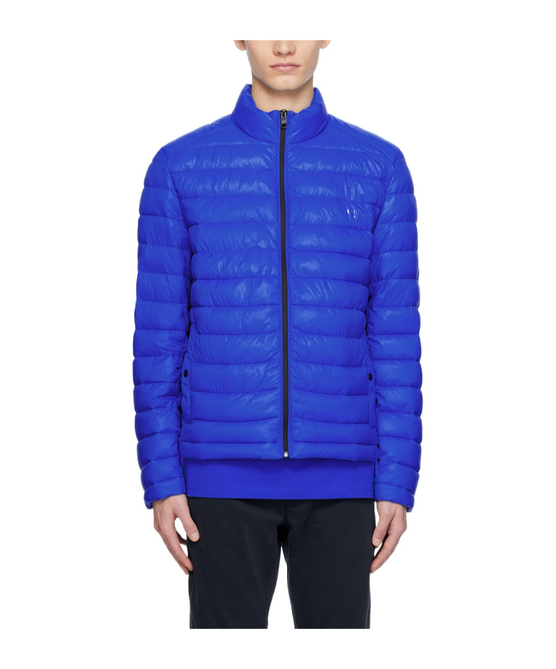 Hugo Boss Zipper Cotton Suit With Vertical Collar In Blue