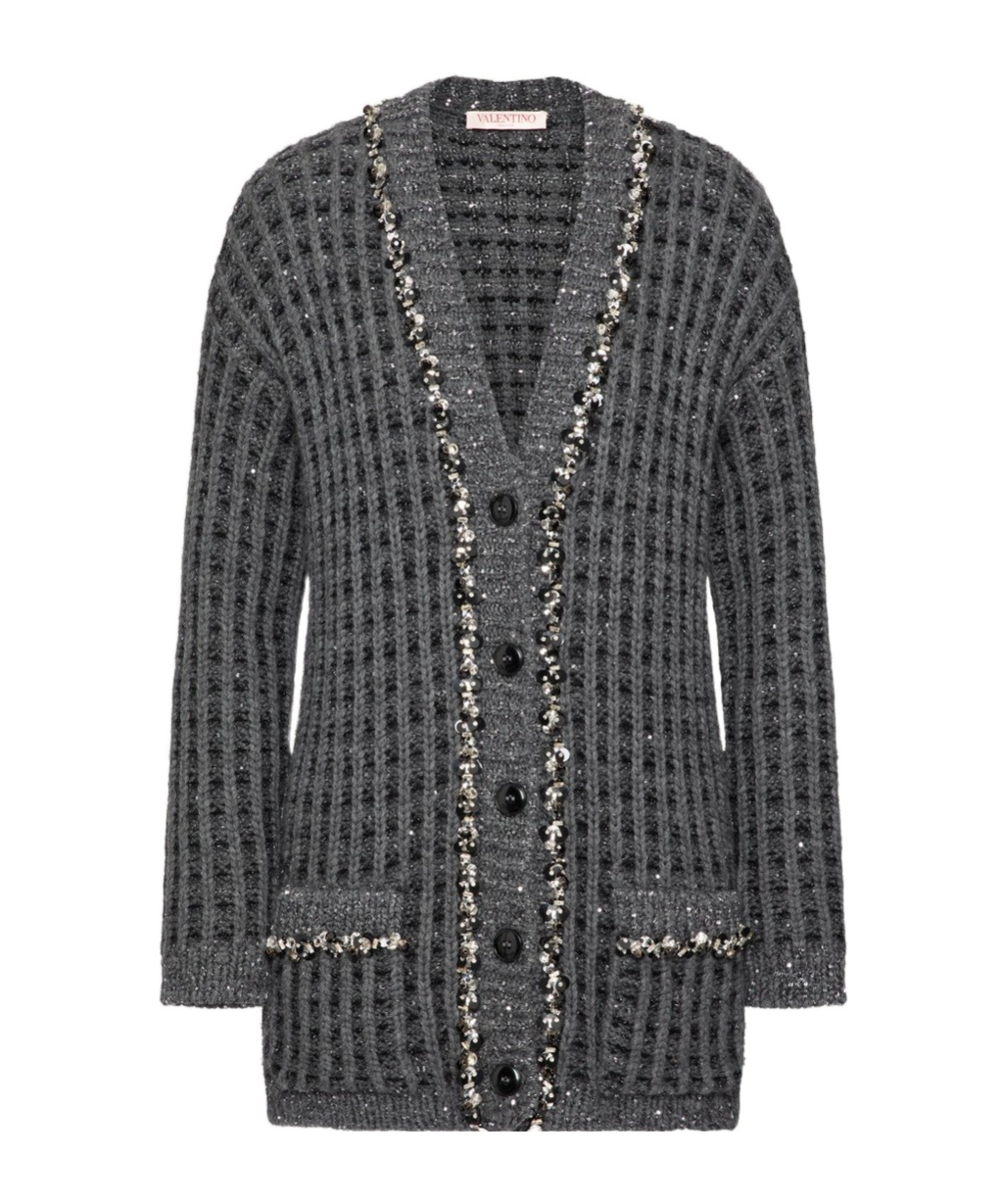 Valentino Embroidered Wool-blend Cardigan
