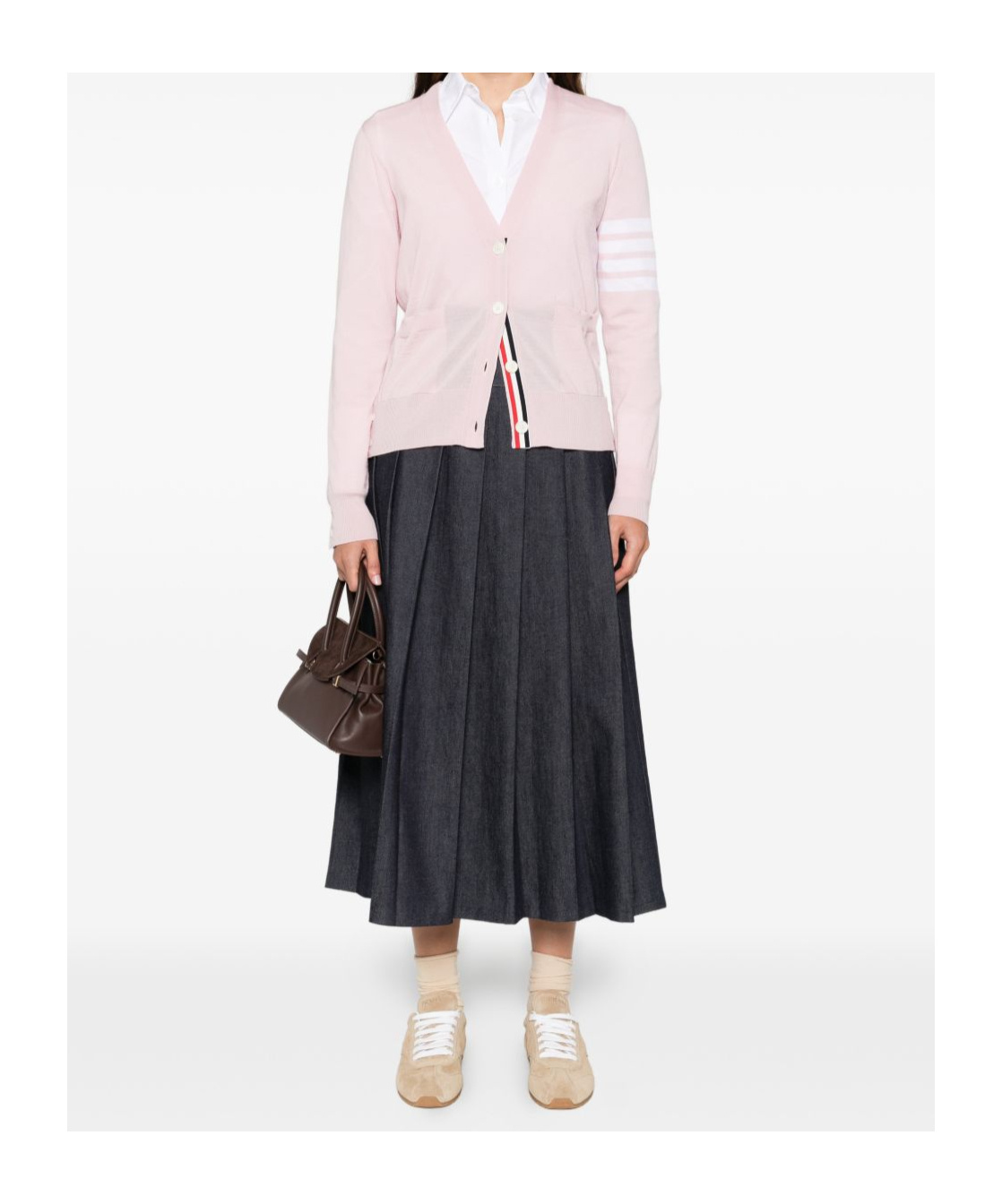 Thom Browne Pocket Stripe Sweater In Pink