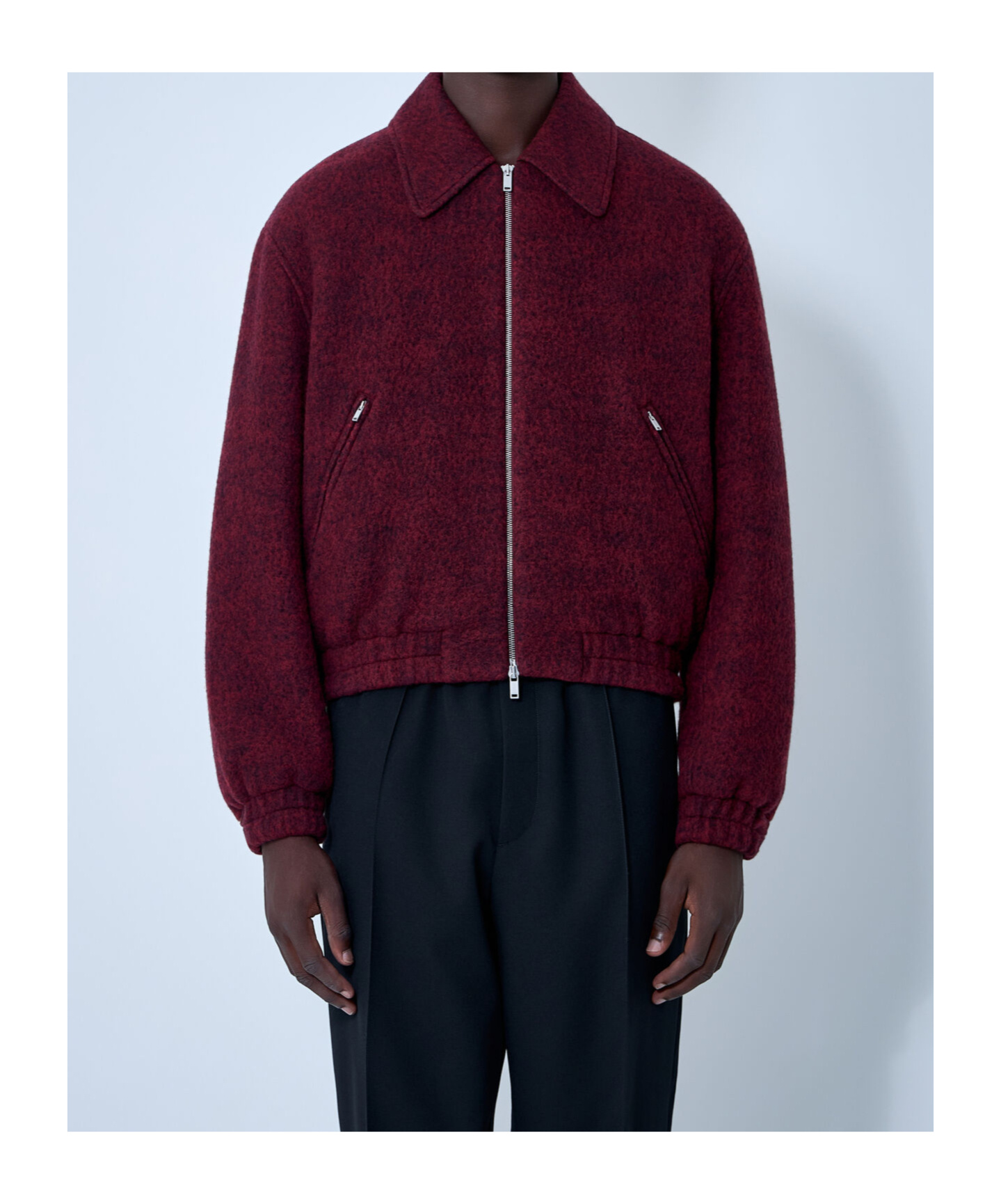 Jil Sander Men Wool-blend Bomber Jacket In Burgundy