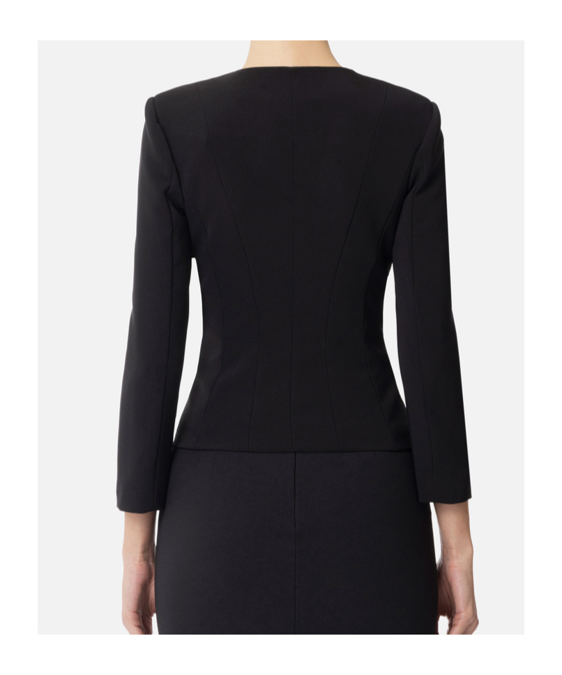 Elisabetta Franchi Diagonal Lace Jacket In Black