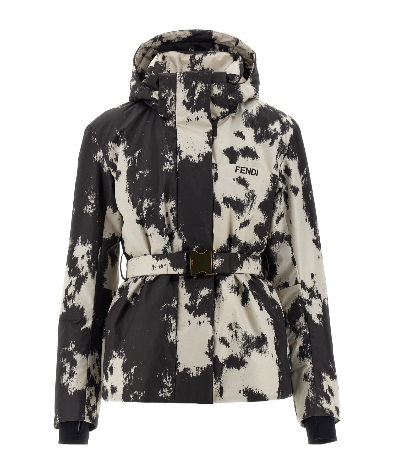 Fendi Frosted Fauna Puffer Jackets Multicolor In Black