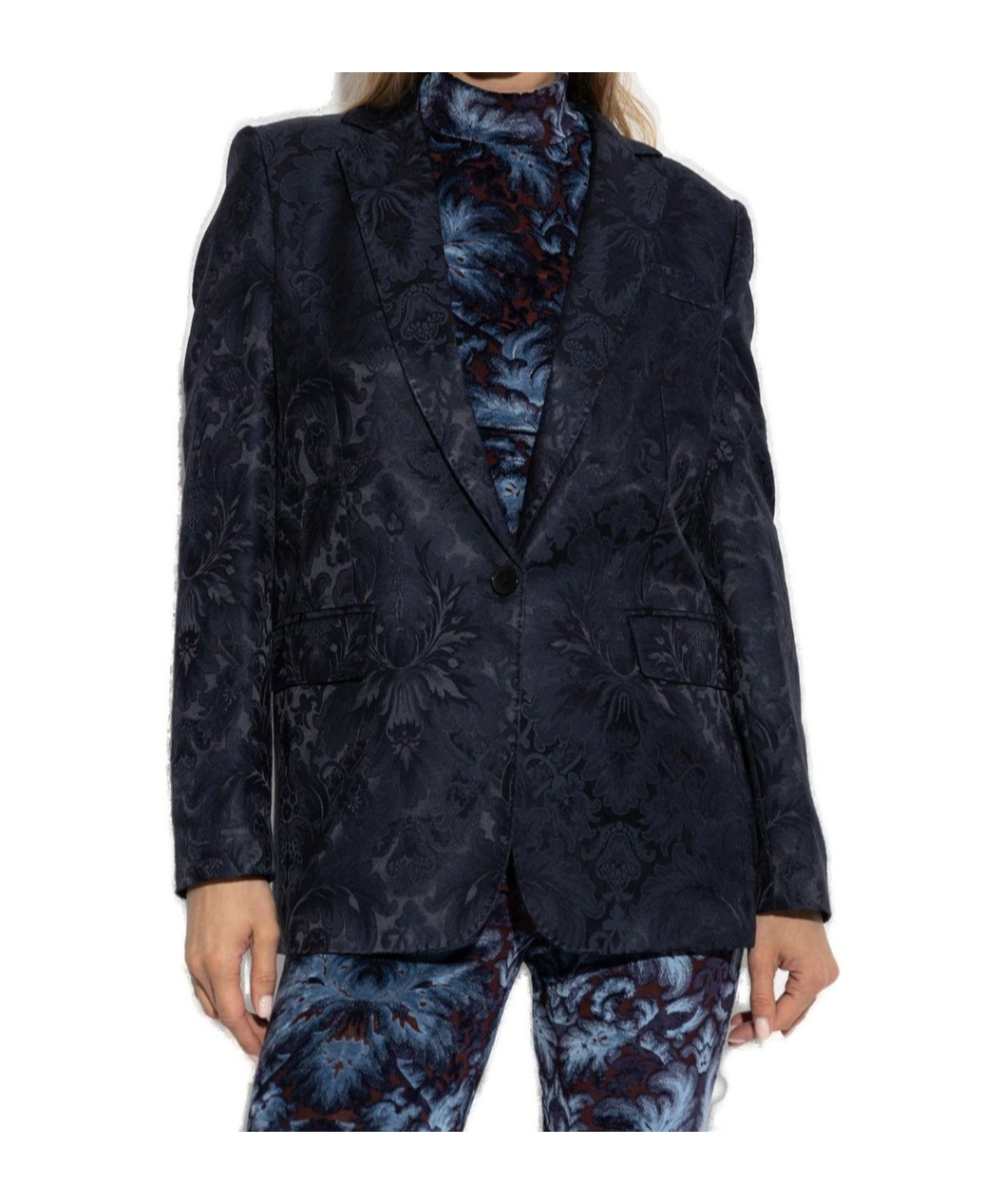 Etro Single-breasted One Button Jacket In Blue