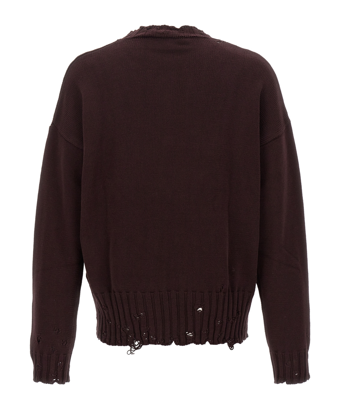 Marni Maroon Destroyed Effect Sweater In Black