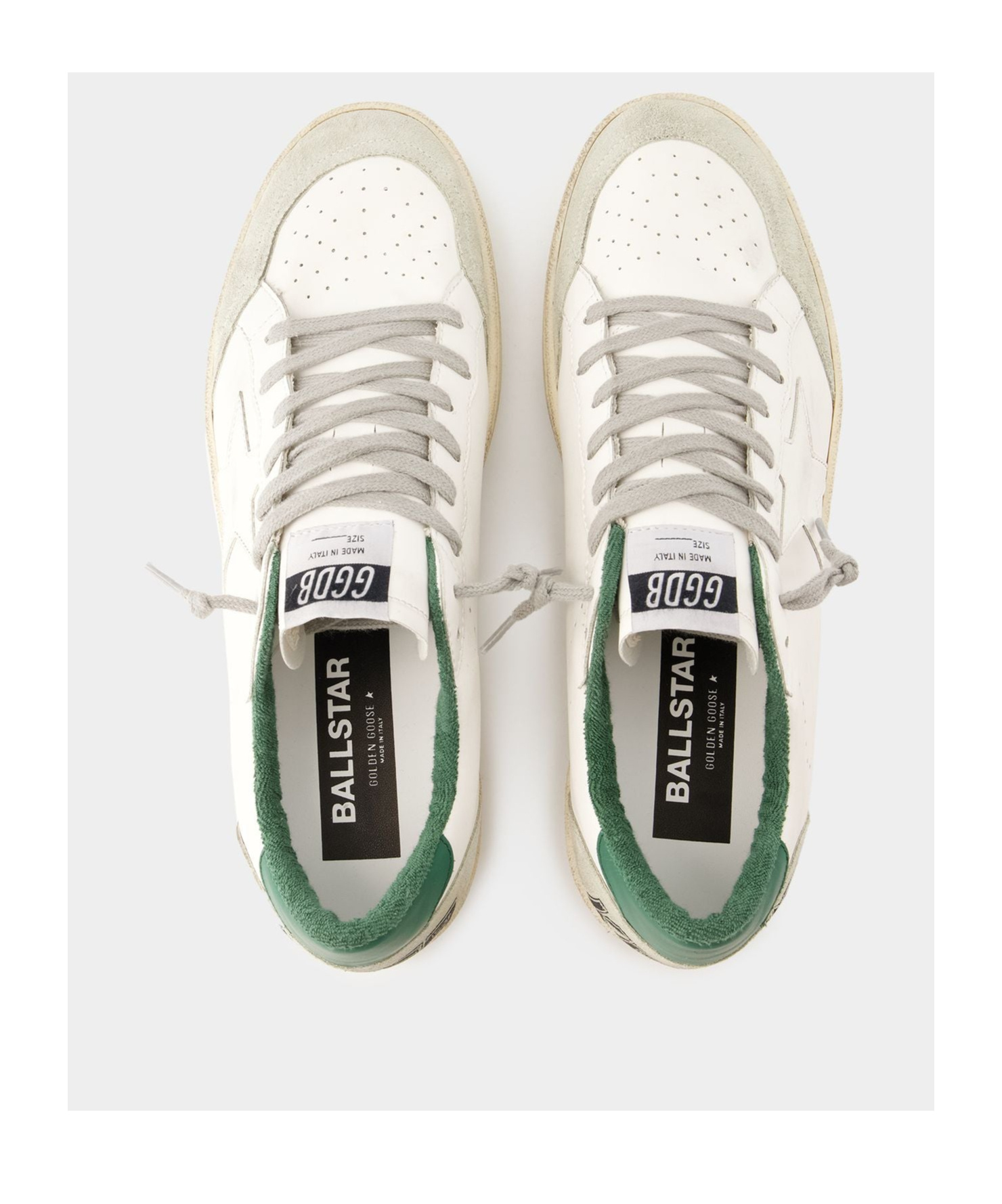 Golden Goose White Cow Leather Vamp Sneakers With Unique Used And Dirty Effect In White